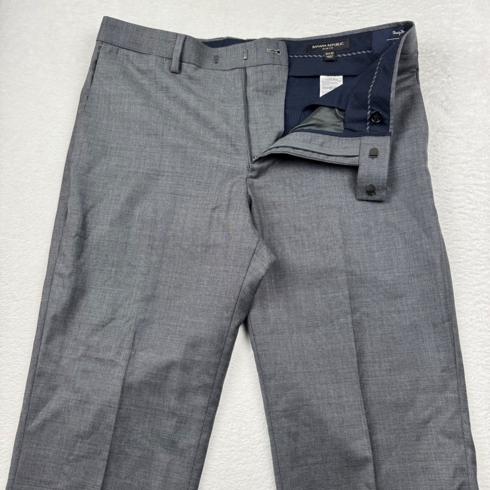 Banana Republic Dress Pant Mens 31x32 Grey Slim Fit Marzotto Italian Wool Luxury
